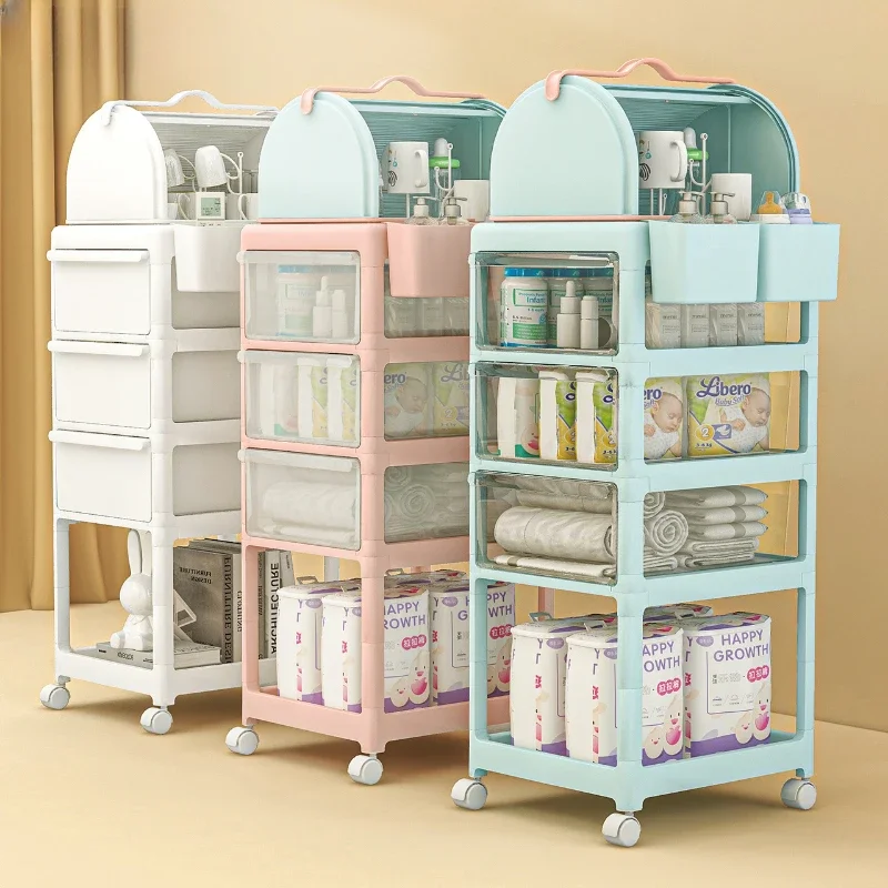 Baby Supplies Storage Rack Small Stroller Baby Storage Cabinet Newborn  Clothes Bedside Mobile Bottle Storage Rack