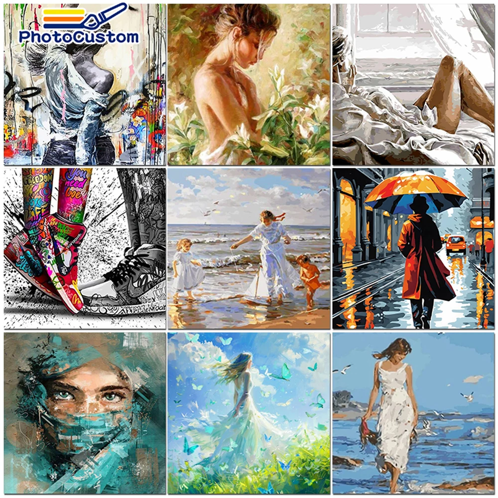 PhotoCustom Picture By Numbers On Canvas Acrylic Paint By Number Seascape Diy Painting By Numbers Kit Coloring By Numbers Decor