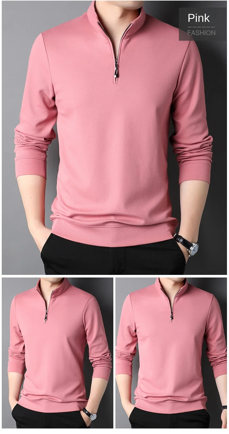 Polo da uomo con cerniera di lusso di marca di moda di alta qualità di nuova moda da uomo casual tinta unita coreano tinta unita a maniche lunghe abbigliamento da uomo 2023_voghion.com
