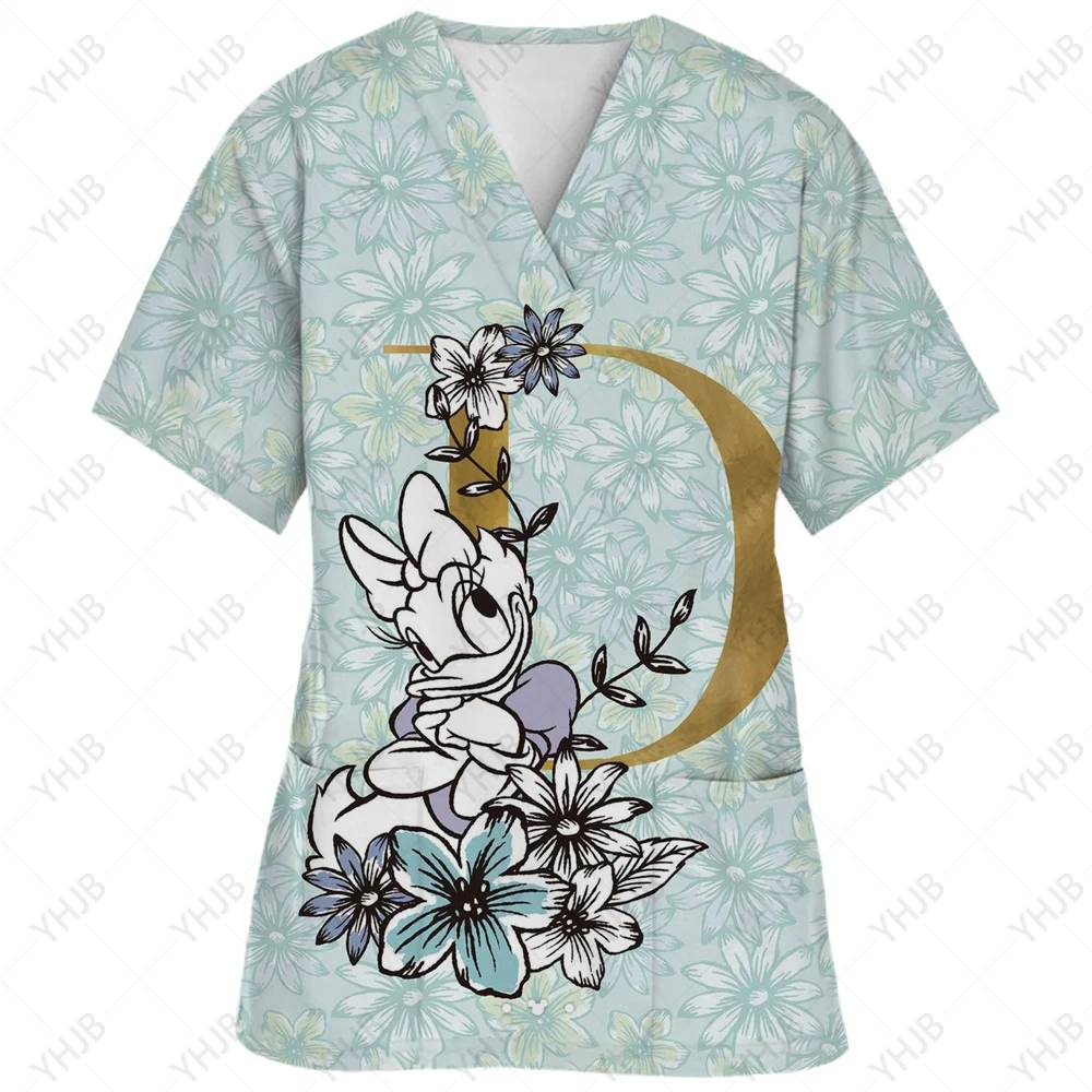 thumbnail image 1 of Ropa de enfermería navideña con estampado de dibujos animados de Minnie y Mickey Mouse, camisetas de mujer, uniforme de trabajo de manga corta para mascotas, camisa de disfraz, 1 of 5