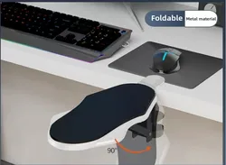 Foldable Ergonomic Arm Rest with Rotating Mouse Pad Holder (White Folding)