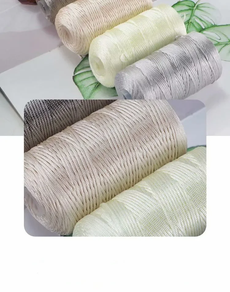 Description Picture 4 of item1pc 100g New Summer Crochet Yarn 1.5mm Cord Thin Ice Cotton Thread for Hand Knitting Bag Hat Shoes Hilo Yarn