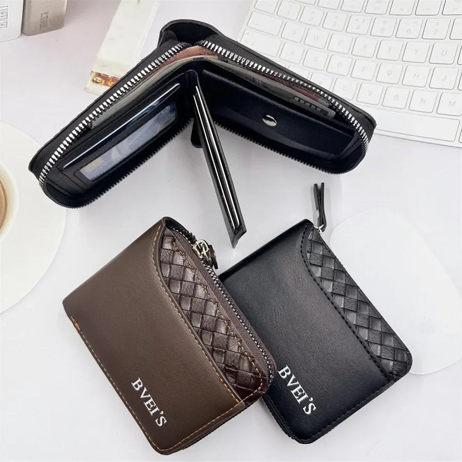 Leather Men&rsquo;s Wallet Luxury Mens Purse Male Zipper Card Holders with Coin Pocket Rfid Wallets Gifts for Men Money Bag 1 pc zipper wallets,leather wallet,coin purse wallet,pu leather card bag,credit card holder,faux leather wallet,card wallet