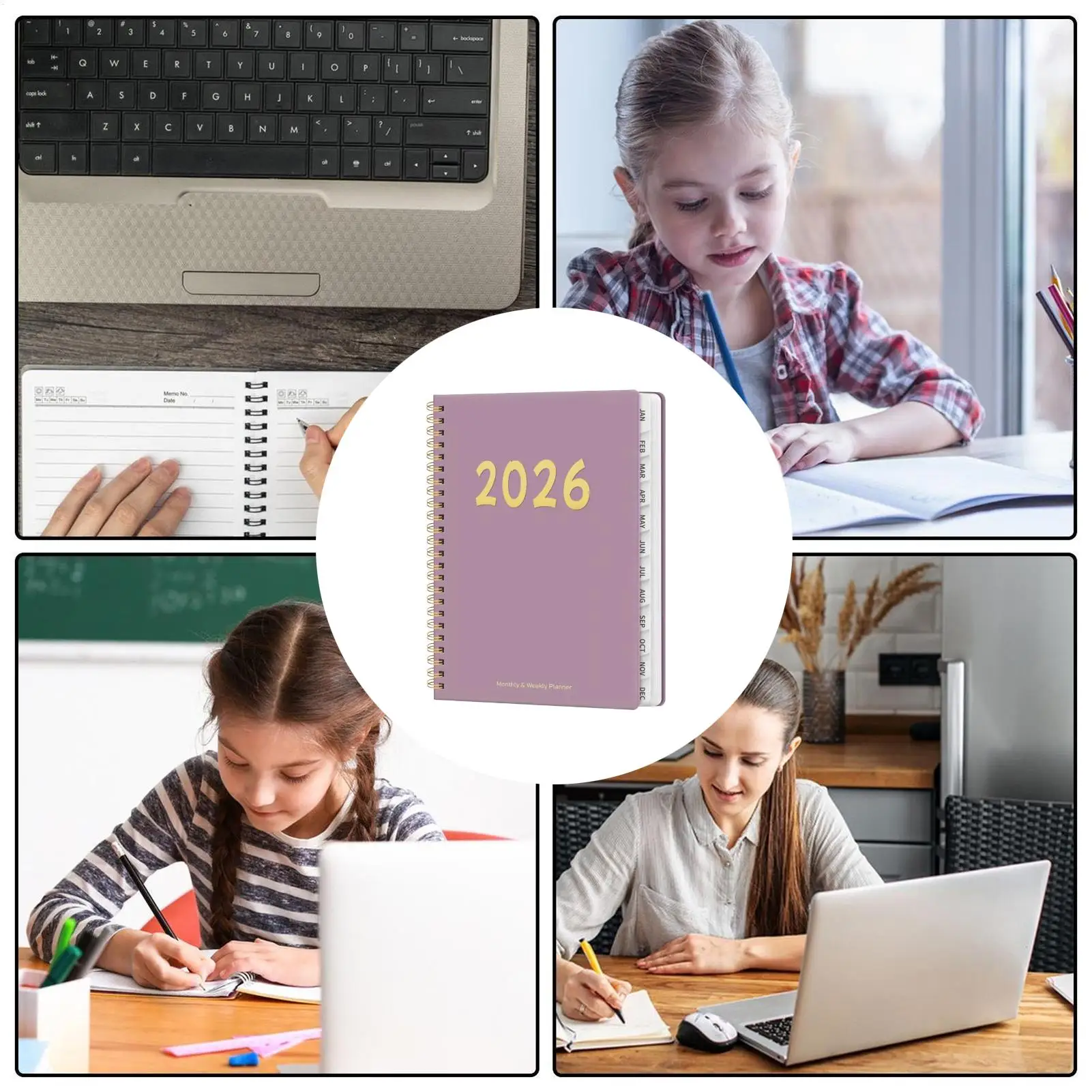 2026 월간 플래너 12개월 스파이럴 바인딩 일정표 2026 주간 월간 플래너 학교 학생 여성 교사 가족용