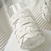 Woven Leather Glass Vase Home Decor Tabletop Vase Ornament Modern Transparent Straight Glass Flower Arrangement Home Accessories 6
