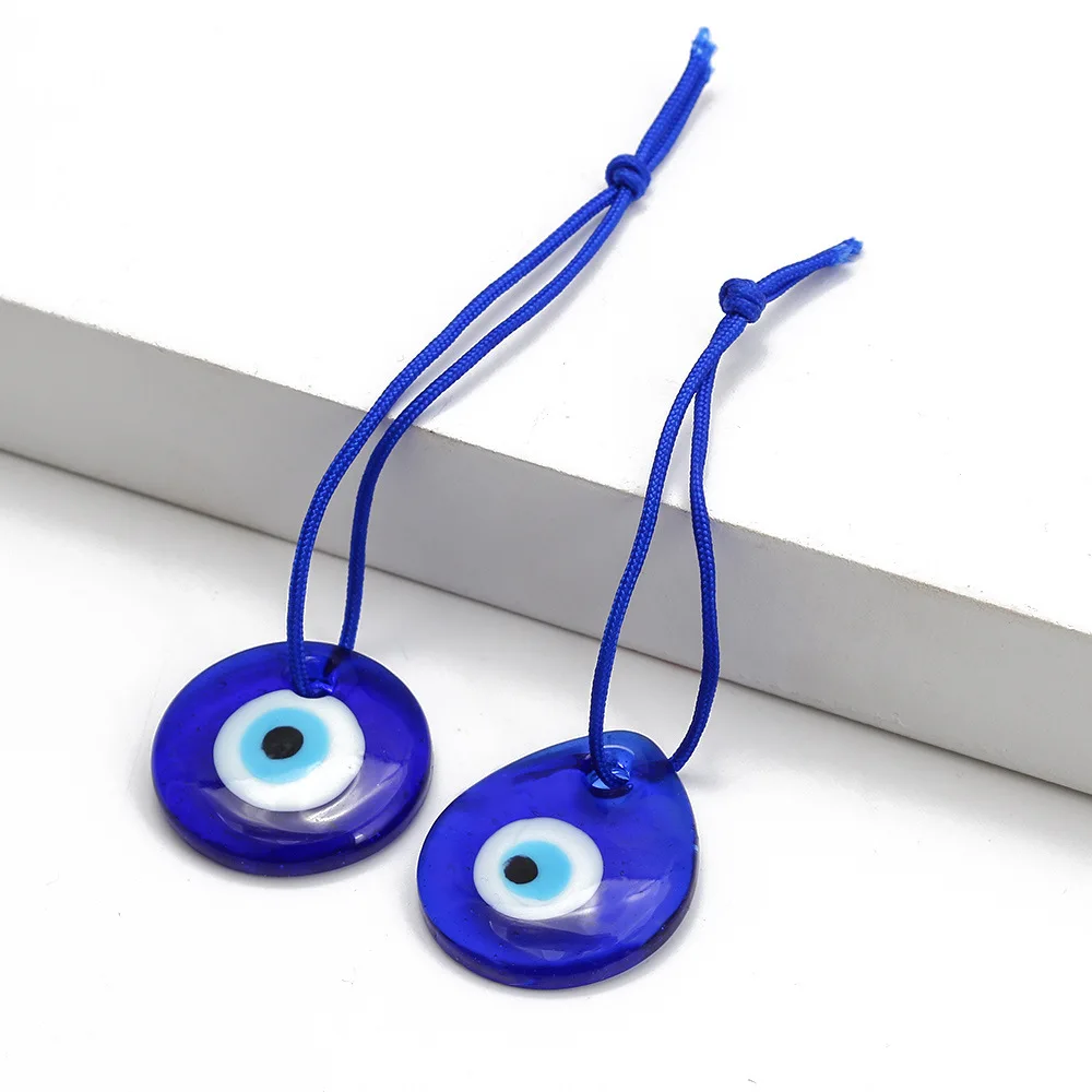 

Round Water Drop Coloured Glaze Blue Evil Eyes Pendant Fashion Lucky Turkish Key Necklace Jewelry Accessory