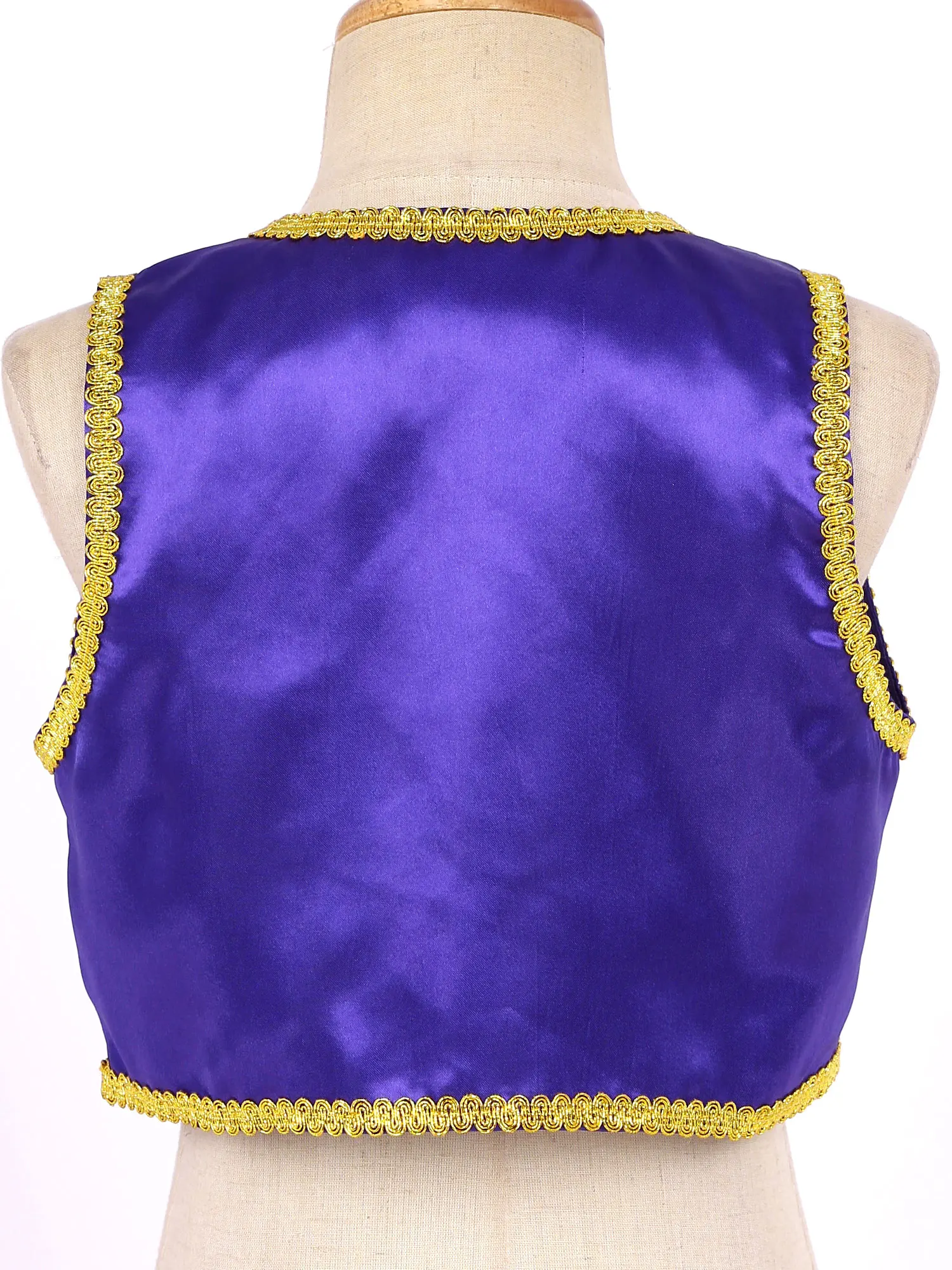 Boys Genie Vest Costume Open Front Golden Braided Trimmings