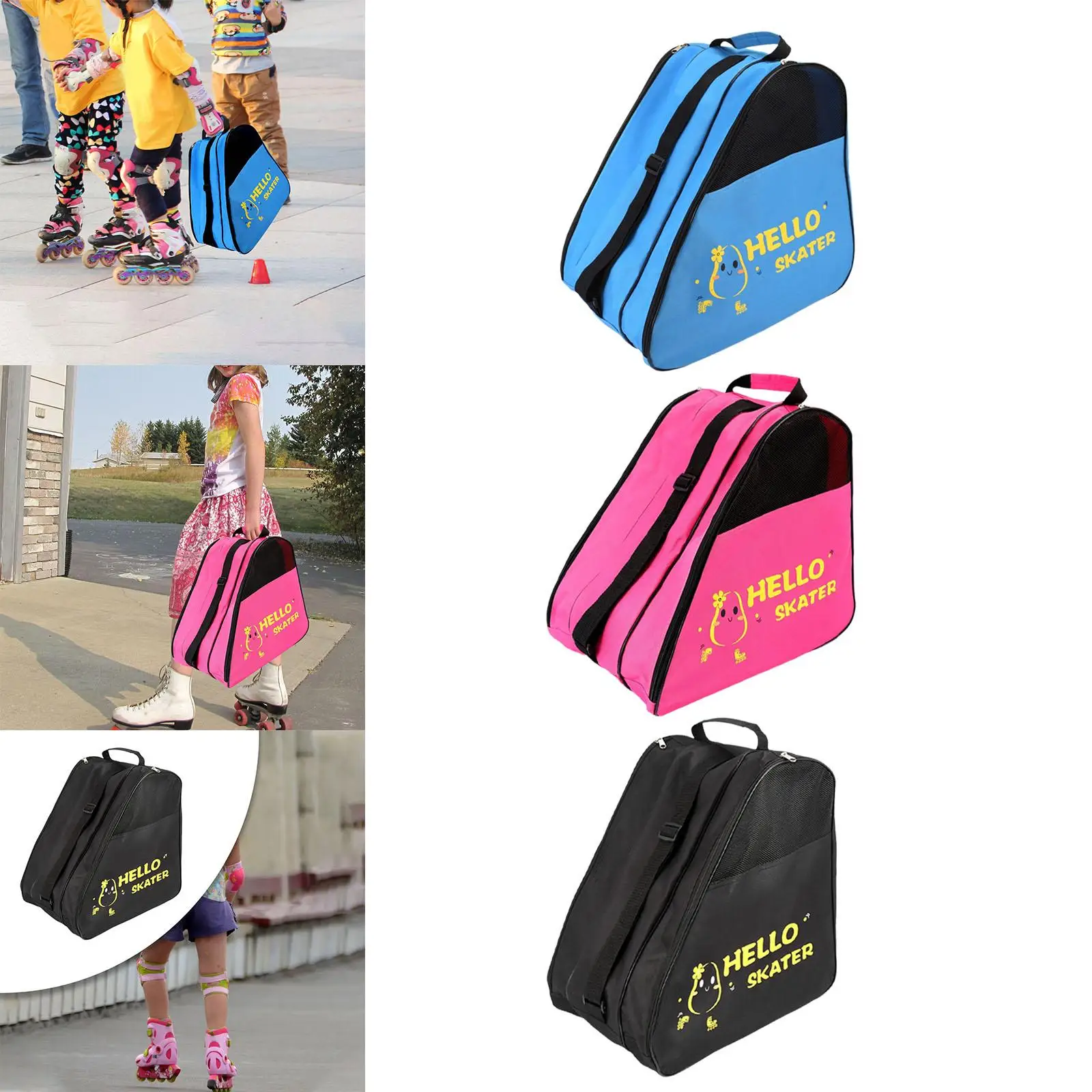 Roller Skates Storage Bag Zipper Pouch Carrier Bag for Women Kids Ice Skates