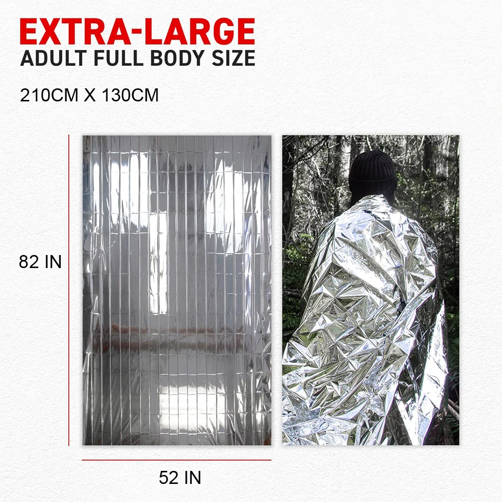 Emergency Blanket Outdoor Survive First Aid Military Outdoor Survive Rescue Kit Windproof Foil Thermal Blanket for Camping Hiki