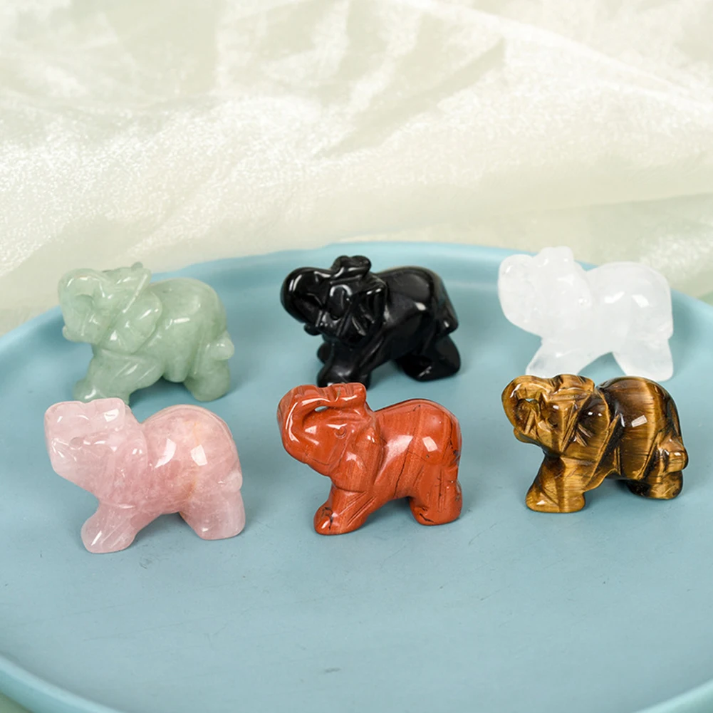 

1pc Natural Stone Crystal Decoration Elephant Lucky Statue Ornaments Crafts Decoration Muti-color Optional 40mmx30mmx20mm