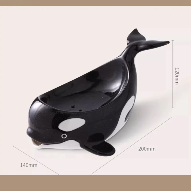 Creative Ceramic Soap Box, Light luxury whale Shaped Soap Dishes, Home Bathroom Kitchen Supplies Bathroom storage rack, 1Pc
