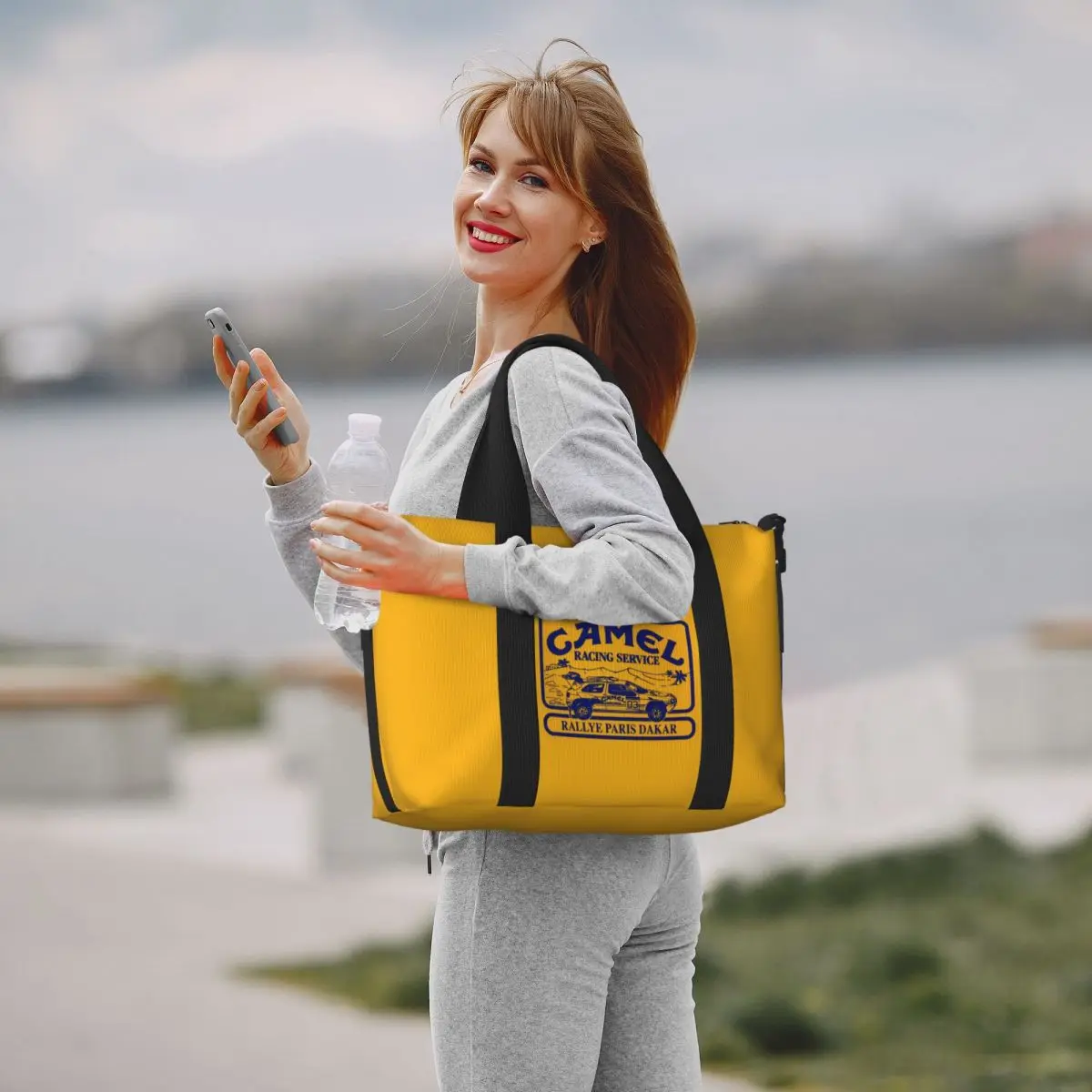 Trophys-Camel Beach Tote Bag for Women Big Compartment Beach Gym Travel Bags