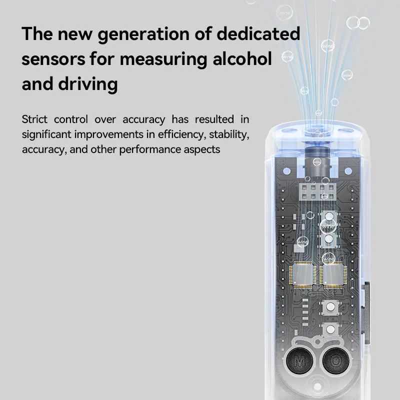 Non-contact Alcohol Tester High-precision Breathalyzer HD Large Screen LED Light Indicator Flashlight Function Portable