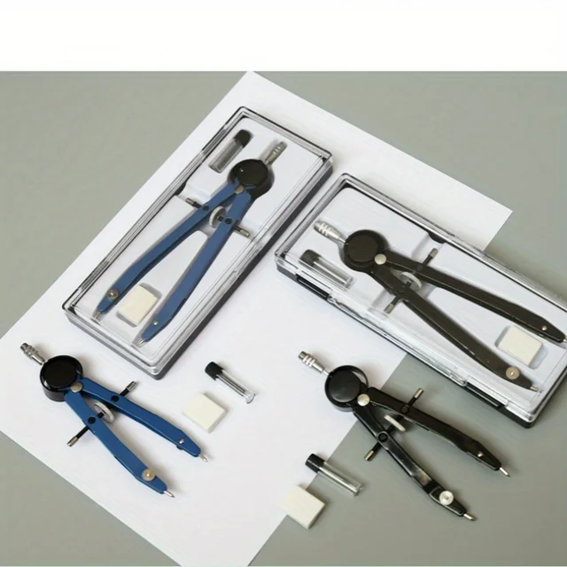 Simple Pratical Pfofessional Metal Compass Set With Lead core Math Geometry Circle Drawing Tools Office Supplies Stationery Gift 5