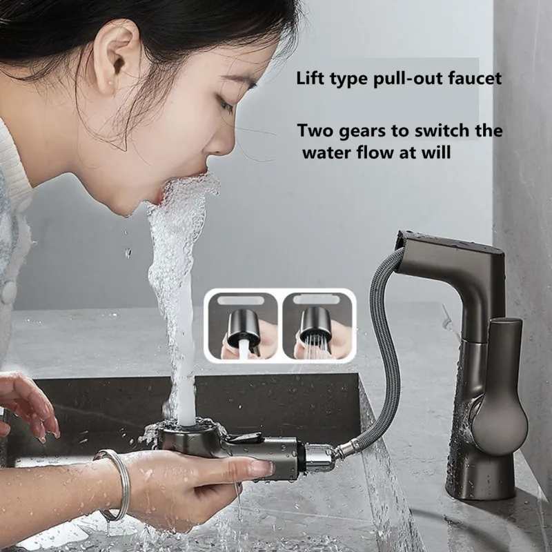 

Bathroom Faucet Copper Water Tap Modern Bathroom Taps Brass Pull Out Sprayer Sink Basin Faucets Hot And Cold Basin Mixer