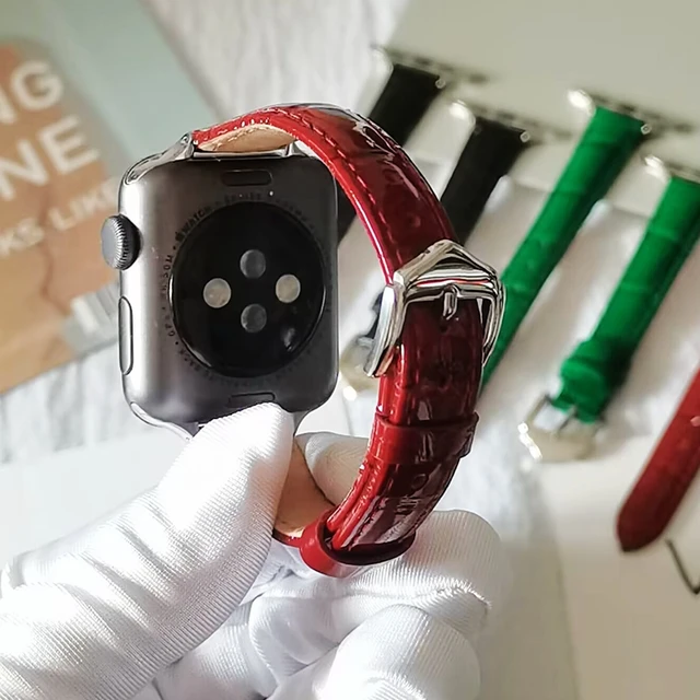 Leather Strap for Apple Watch Band Crocodile Pattern Iwatch 