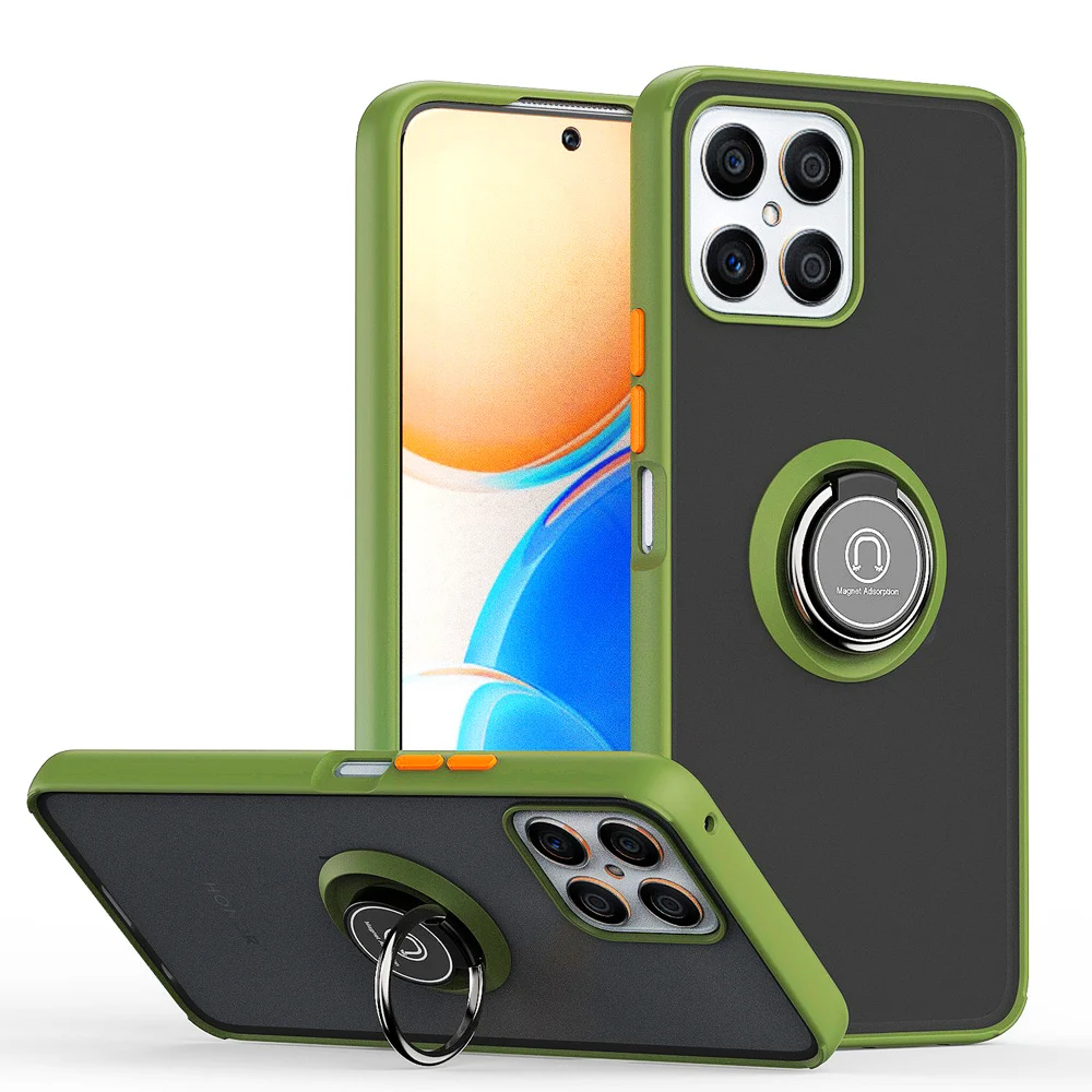 Capa de celular transparente mate com anel para honor x8_voghion.com