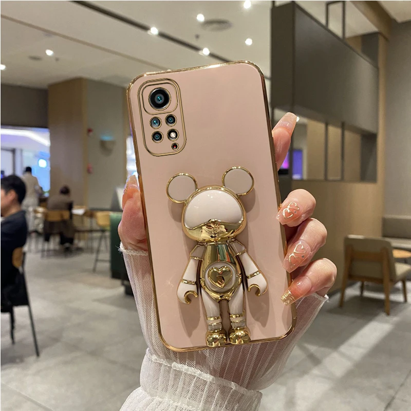 Coque de téléphone plaquée ours mignon, étui pour Xiaomi Redmi Note 11 7 8 10 12 Pro Max 10s 9s 11s 9 9A_voghion.com