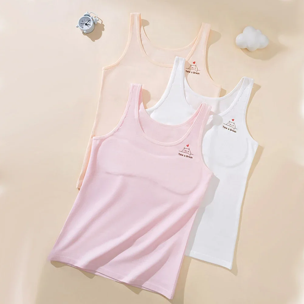 Girls Underwear Big Children's Breathable Training Bras Cartoon Print Crop Tops Puberty Teenagers Cami Clothing
