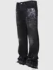 New Spring Vintage Blue Jeans Men Hand-paint Regular Fit Stretchy Denim Pants For Man 2