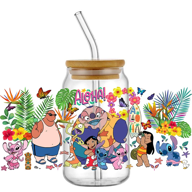 Miniso DTF Sticker 16 OZ Glass Can Wrap 3d Crystal Sticker Waterproof Scratch Resistant Adhesive Sticker