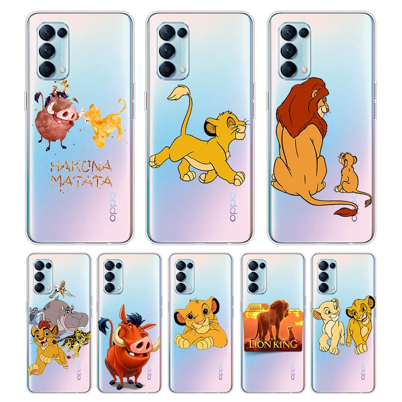 Disney Король Лев для OPPO Reno6 5 4 Z F 4G 5G Find X2 X3 Neo Lite Pro Plus прозрачный мягкий чехол телефона