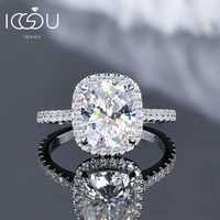 IOGOU Luxury 4ct Moissanite Halo Engagement Ring With GRA Cushion Cut Diamond Wedding Rings 925 Sterling Sliver Wedding Jewelry 1