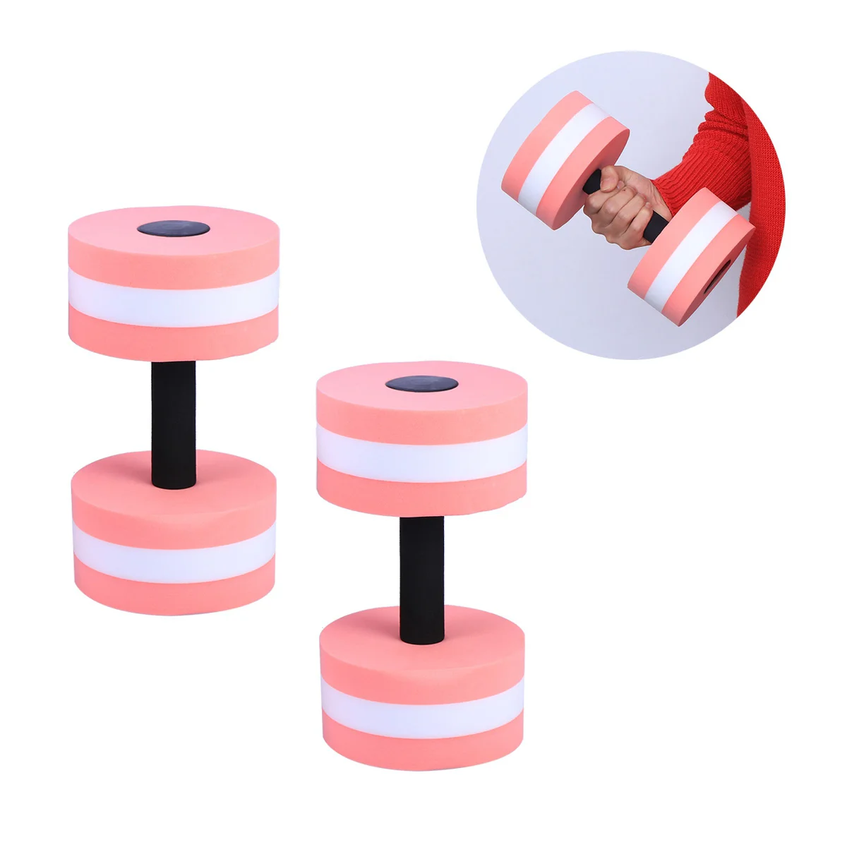 

Aquatic Exercise Dumbells EVA Water Barbells Hand Bar For Water Resistance Aerobics (Pink)