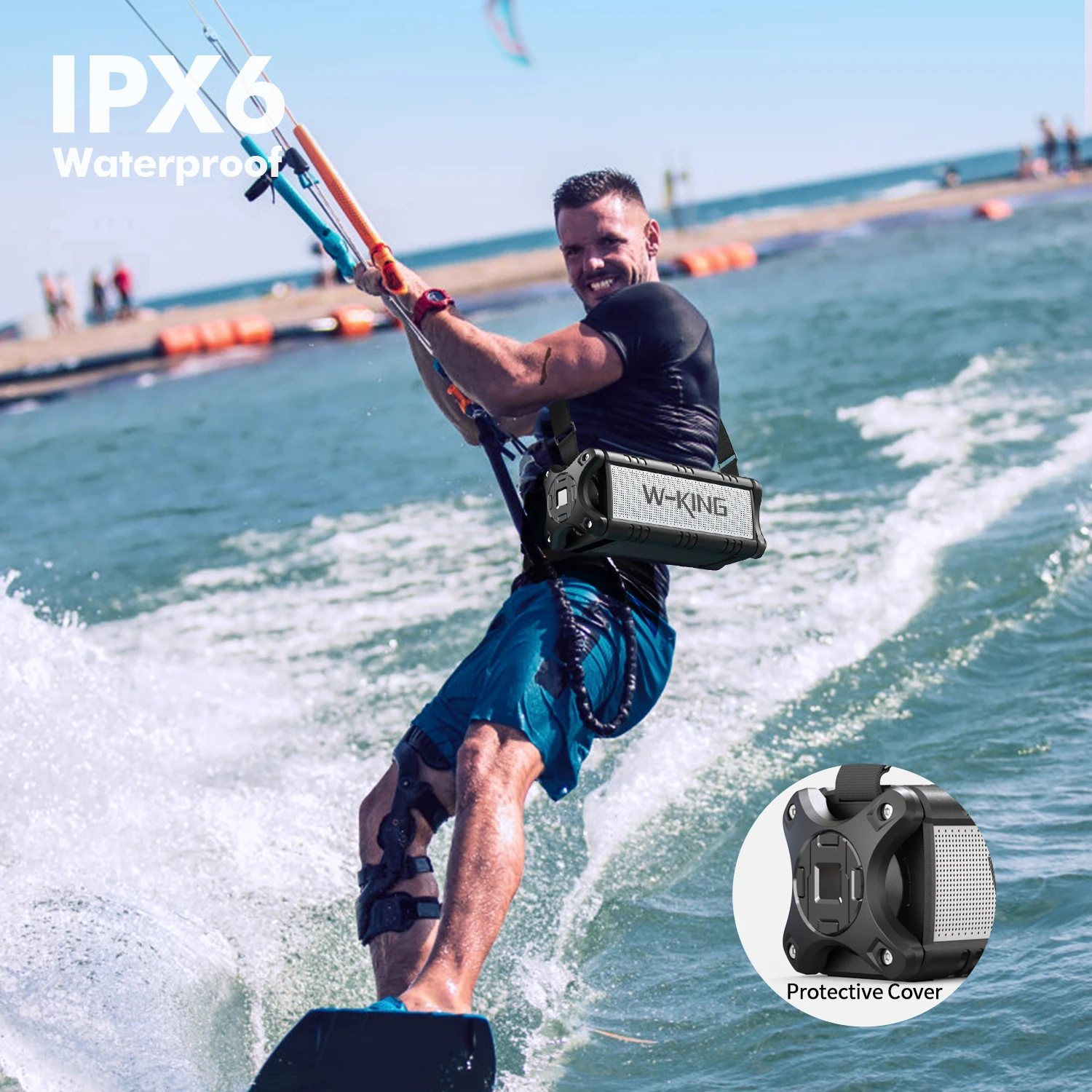 W-KING Bluetooth Speaker, 90W Peak 50W RMS Powerful Bluetooth Speaker Loud IPX6 Waterproof, Large Outdoor Portable Speaker