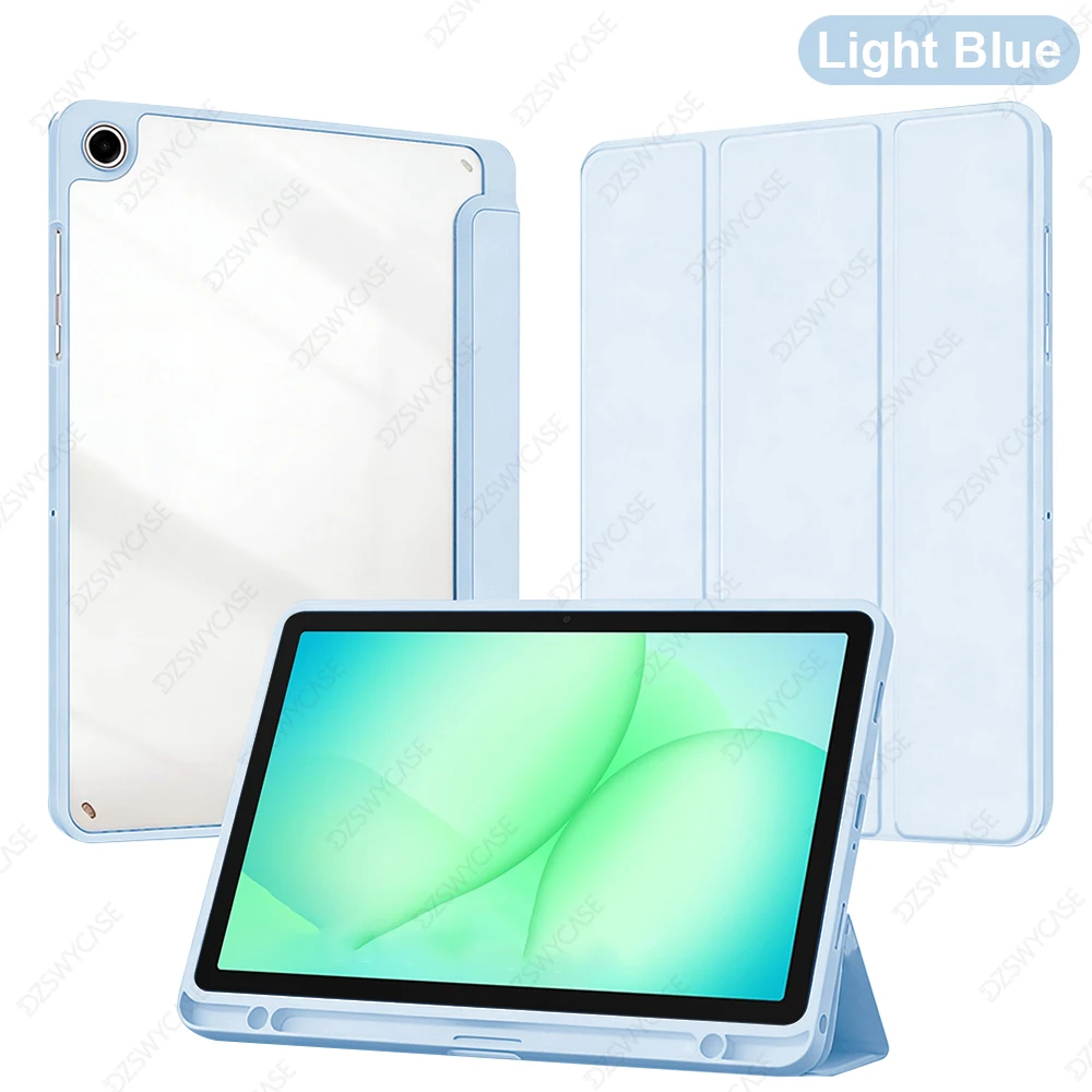 Slim Lightweight Trifold Stand Tablet Case with Auto Wake/Sleep and Clear Back Cover