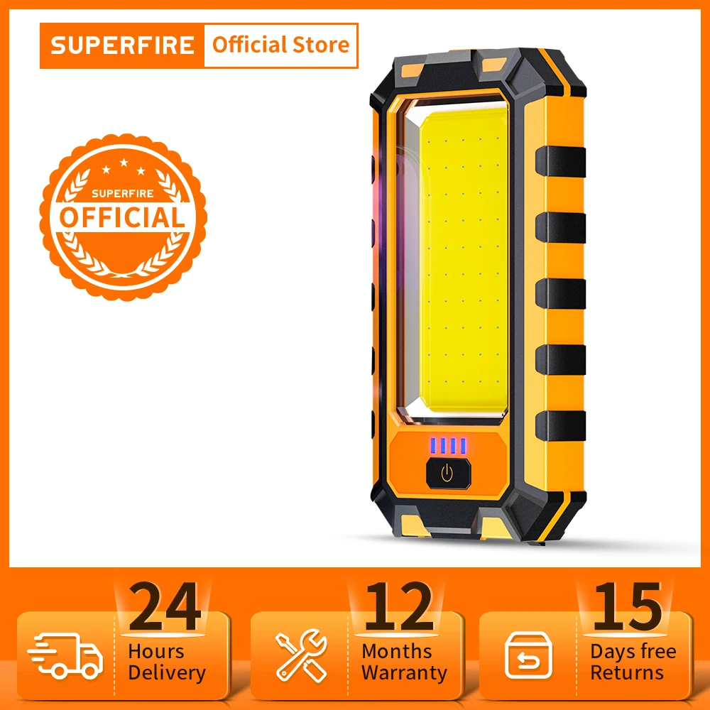 SUPERFIRE G25/G21 Work Light LED Flashlight COB+XPE Power Bank USB Chargable Waterproof with Magnet Torch for Outdoor lighting