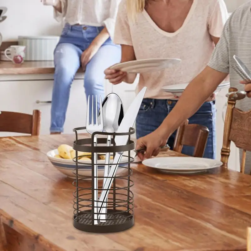 

Kitchen Organizer Kitchen Utensil Holder Large Cooking Utensil Storage Organizer Black Round Utensils Holder Crock Storage