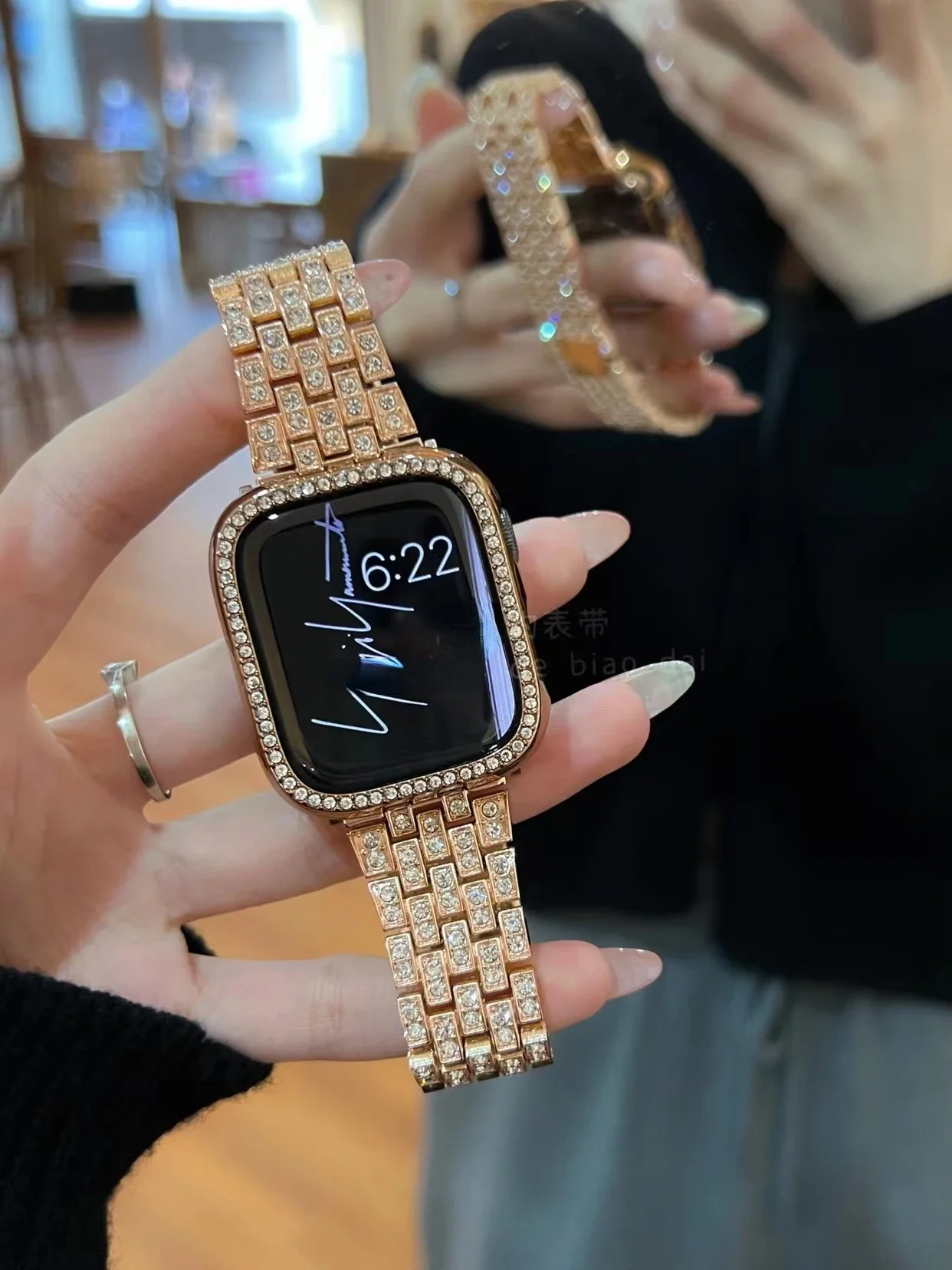 Luxury Diamond Metal Strap for Apple Watch Ultra 49mm 9 8 7 45mm for IWatch Series 6 5 4 40mm 42 38mm Stainless Steel Women Band