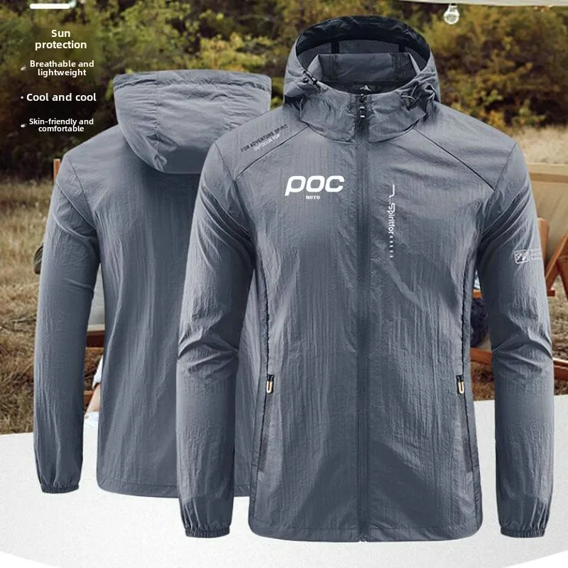 New Men MOTO POC Cycling Hooded Jackets Windbreaker Ultra Light Coat Summer Outdoor Quick Dry Sun-Protective Thin Jacket