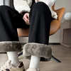 Winter Lamb Wool Wide Leg Pants Women's Sweatpants Coldproof Thick Velvet Windproof Keep Warm Cotton Corduroy Straight Leg Pants 4