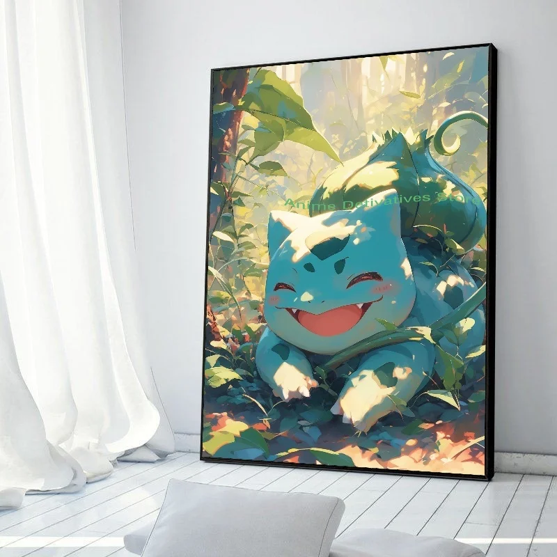 Figuras de anime de Pokémon en alta definición, Charizard, Bulbasaur, Squirtle, Charmander, ilustraciones, póster, pintura en lienzo, arte de pared, decoración de la habitación del hogar