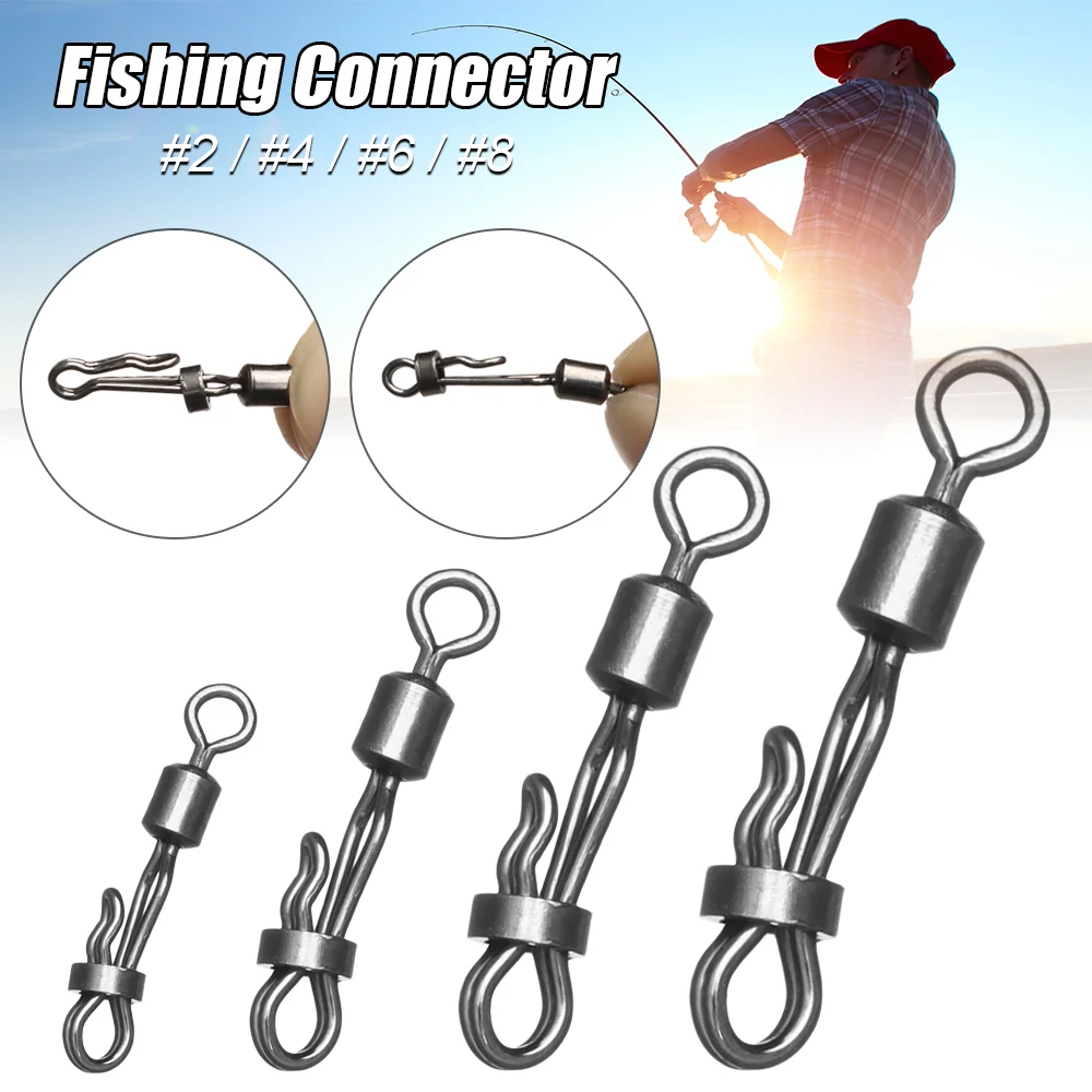10Pcs 8-Shape Carp Rolling Swivel With Lock Snap Quick Change Ring Carp Fishing Pellet Line Connector Fishing Accessories