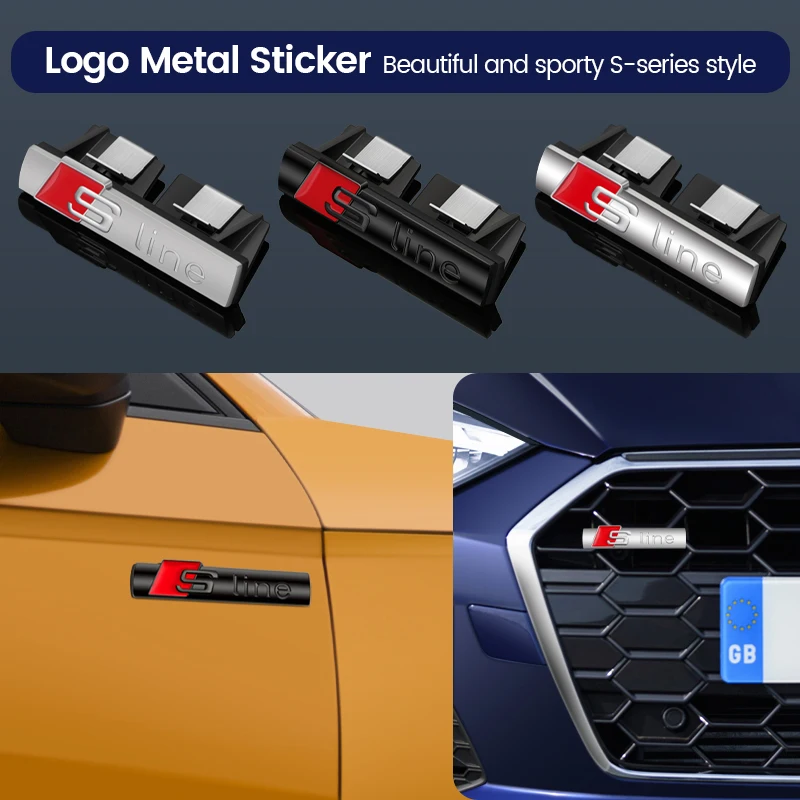 Auto Anteriore Griglia Emblema S Line Badge Car Body Decorazione Sticker Per Audi Sline A3 A4 B8 8P 8V B6 A5 A6 C7 Q5 B9 B7 C6 A1 Q7 Q3