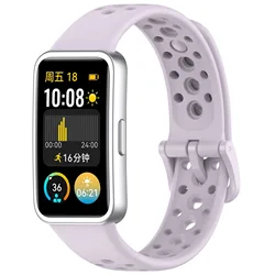 Breathable Silicone Sport Strap - Replacement Bracelet Accessories for Huawei Band 8 (Official Purple)
