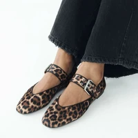 2024 Shoes Women Flats Shallow Mouth Autumn Pointed Toe Loafers Ballerinas New Fall Leopard Retro Dress Shoes Zapatos De Mujer 2