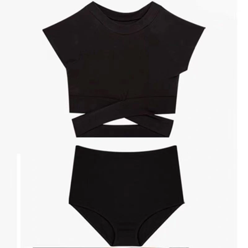 New Short Sleeved High Waist Swimsuit Women Split Sexy Lingerie Set Ladies Sport Swimwear Hot Spring Swimming Bathing Suit