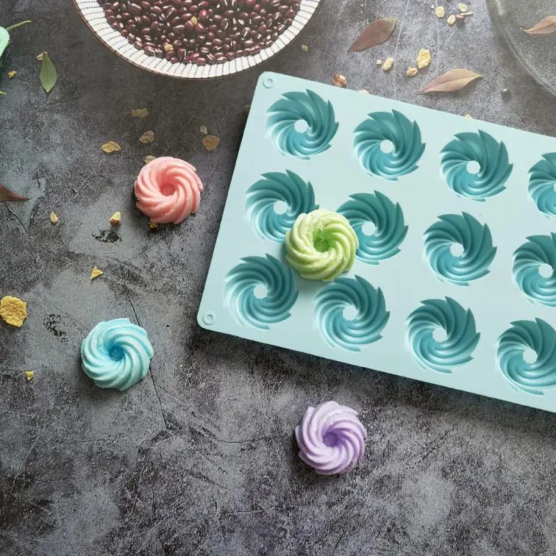 Mini Spiral Shaped 15 Cavity Silicone Cake Molds Baking Dessert Mousse Cake Decorating Moulds Cake Chocolate Bakeware