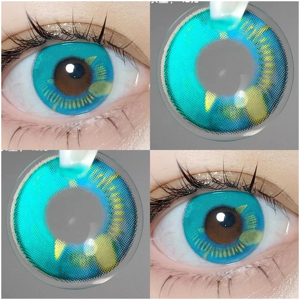 Vibrant Anime-Inspired Colored Contact Lenses - Yellow, Hazel, Brown, Green & Gray