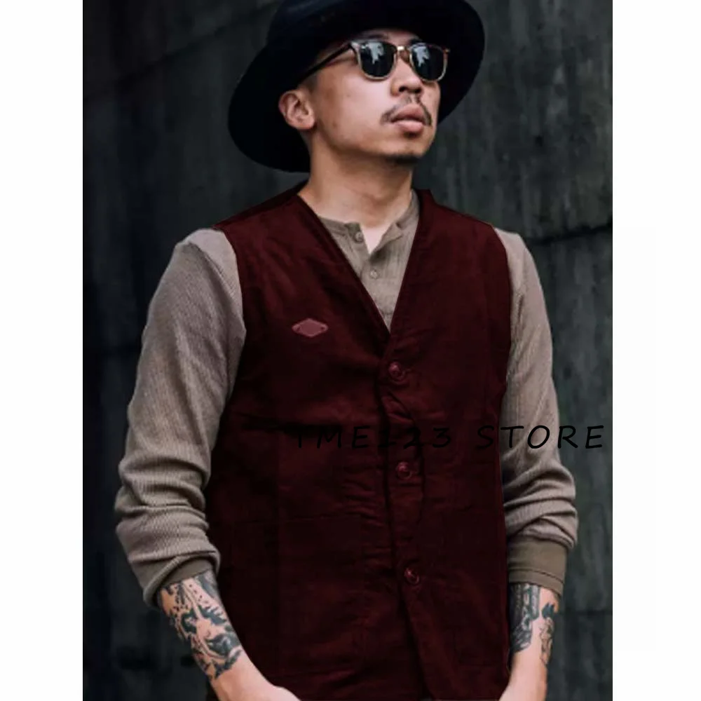 Elegant Man Vest Suit for Men Formal Wear Gothic Chaleco Corduroy Male Vests Suits Men's Waistcoat Gilet Jackets Mens Fan