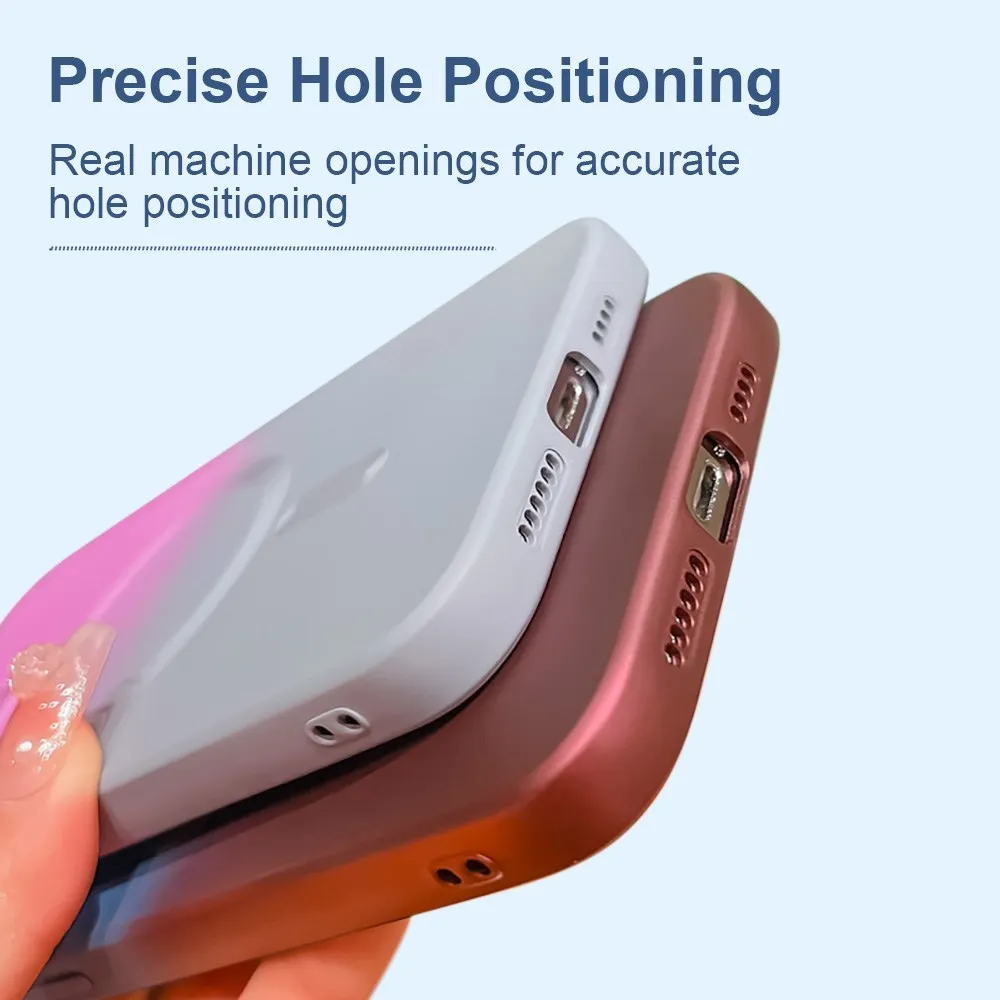 Gradient Color Soft Silicone Case for iPhone 15 Ultra 14 Plus 13 12 11 Pro Max For Magsafe Camera Lens Protector_voghion.com