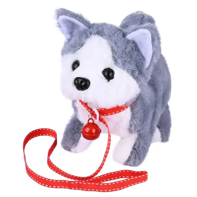 Simulation Plush Dog Electronic Interactive Pet Puppy and Traction Rope Walking Barking Tail Wagging Companion Toys For Kids 2