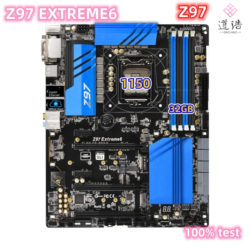 For Asrock Z97 Extreme6 Motherboard 32GB M.2 DVI HDMI LGA 1150 DDR3 ATX Z97 Mainboard 2 S7a67e21bd5cd4be0a83cf491e7f083fcW