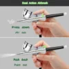 Nasedal NT-19 Dual-Action Airbrush Compressor Kit 0.3mm Airbrush Spray Gun for Nail Airbrush Model Cake Car Fish Shoes Painting 4