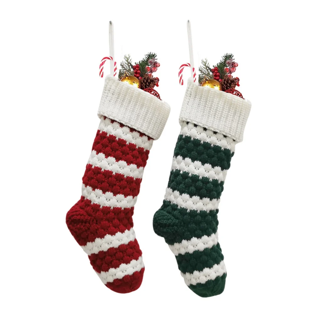 

Large Christmas Stockings Hanging Knitted New Year Xmas Candy Gift Bags Natale Navidad Christmas Decorations for Home