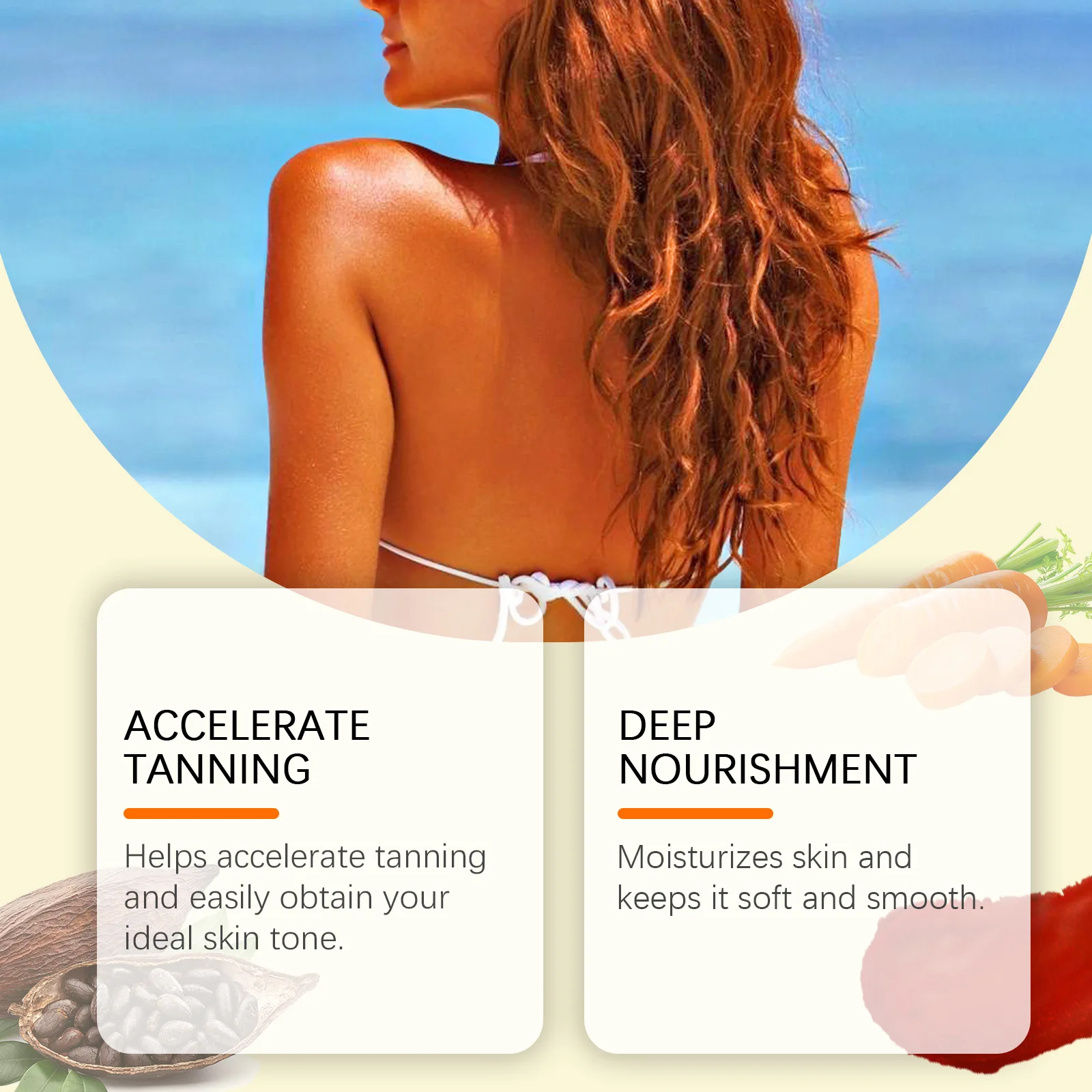 Intensive Bronzing Gel Turning Black Long Lasting Brown Relieving Dryness Summer Beach Sunbeds Moisturizing Carrot Tanning Gel